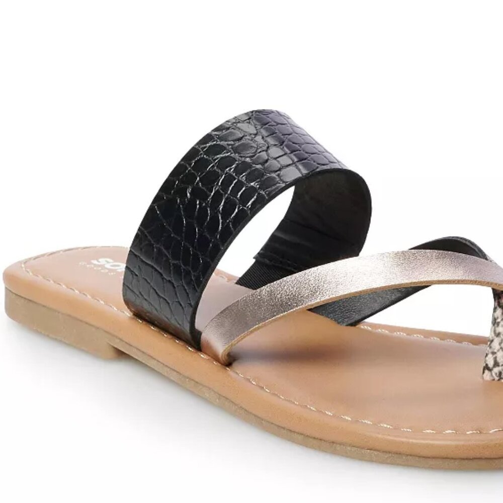 Sonoma Goods For Life Dalmatian Women's Toe Thong Sandals, Size: XL (11), Black - Picture 4 of 4